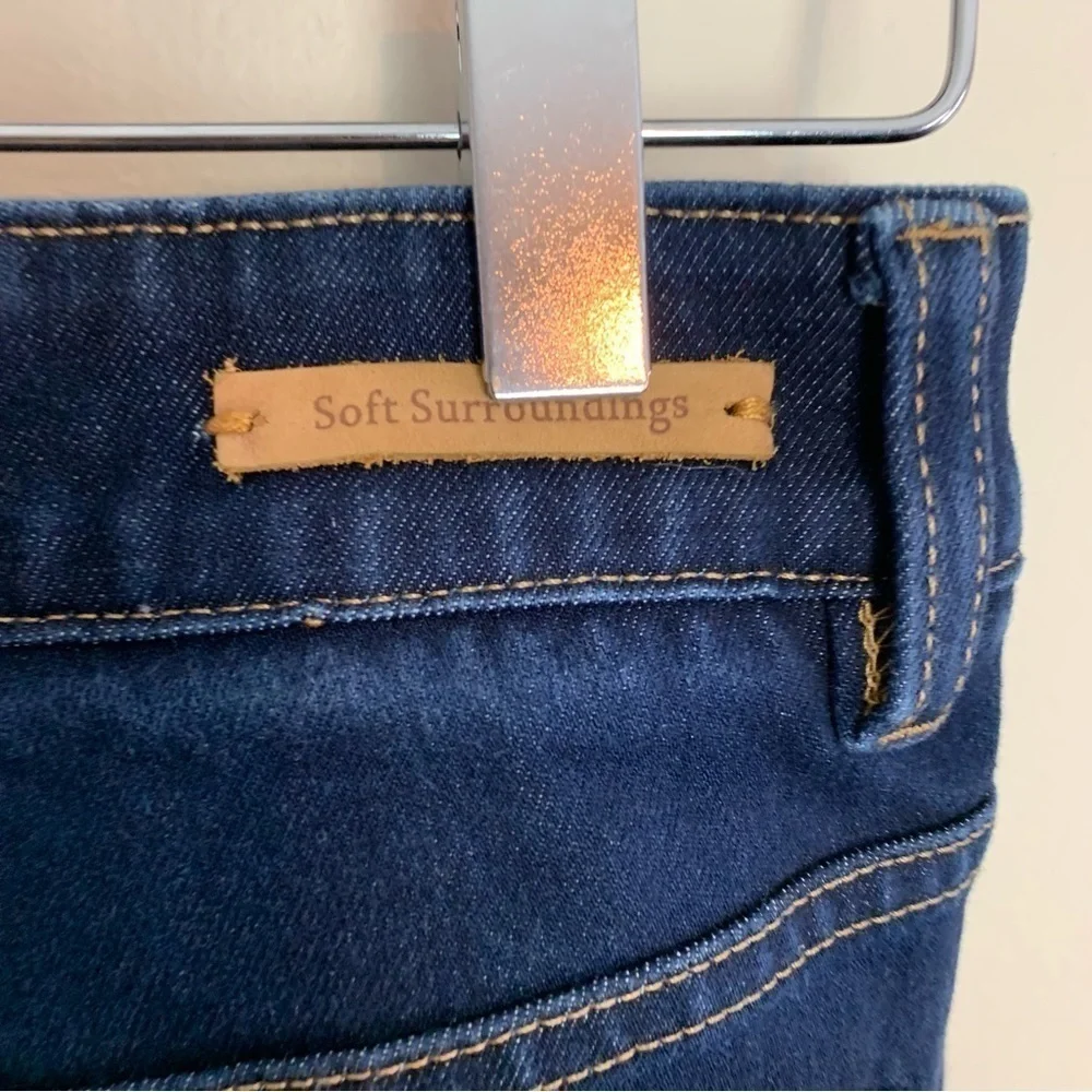 [Soft Surroundings] Dark Wash Elastic Waist Straight Leg Denim Jeans
